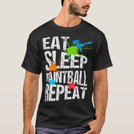 Eat Sleep Paintball Repeat ウィークエンドアクション Tシャツ (正面)