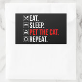 Eat. Sleep. Pet The Cat. Repeat 長方形シール (バッグ)