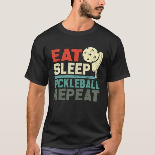 Eat Sleep Pickleball Repeat  Retro vintage Tシャツ (正面)