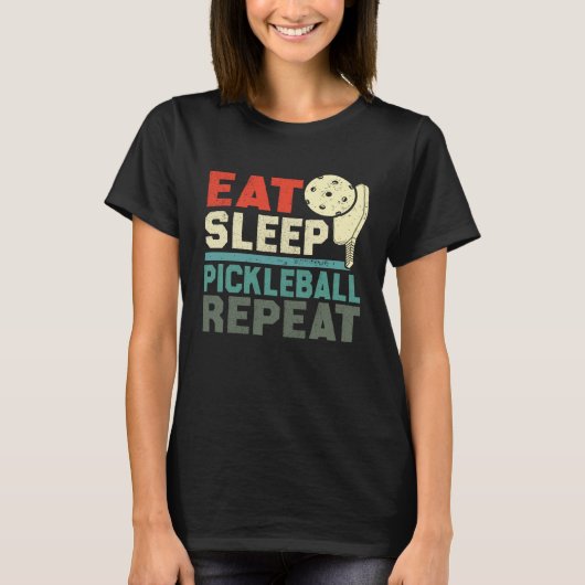 Eat Sleep Pickleball Repeat  Retro vintage Tシャツ (正面)