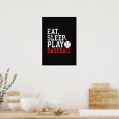 Eat Sleep Play Baseball Funny Baseball Quote ポスター (キッチン)