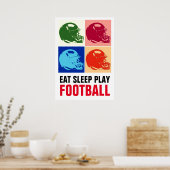 Eat Sleep Play Football Pop Art ポスター (キッチン)