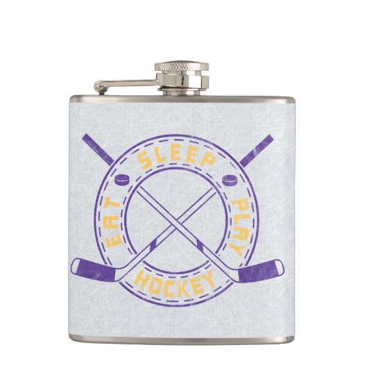 Eat Sleep Play Hockey フラスク (正面)