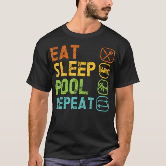 Eat Sleep Pool Repeat Balls Pool Snooker Player Bi Tシャツ (正面)