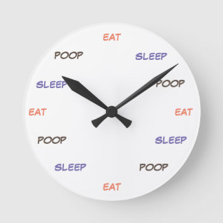 Eat sleep poop - clock ラウンド壁時計
