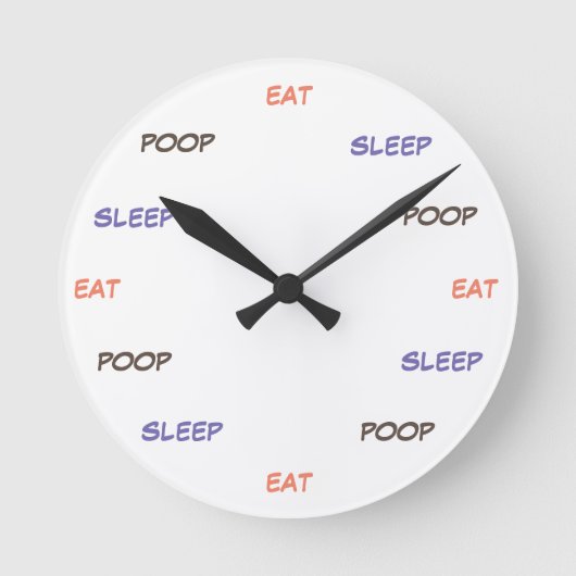 Eat sleep poop - clock ラウンド壁時計 (正面)