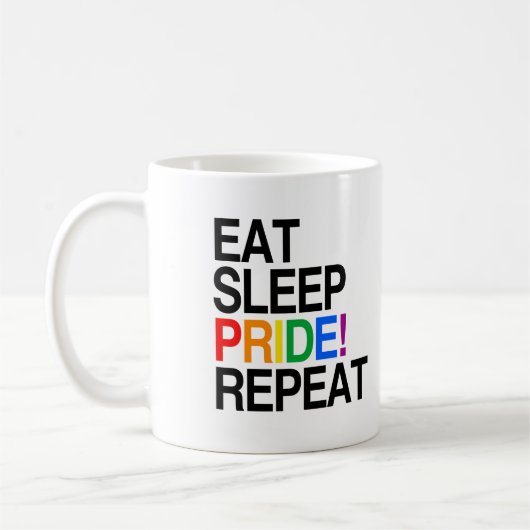 Eat Sleep Pride Repeat コーヒーマグカップ (左)