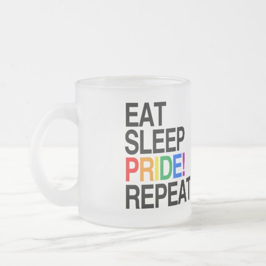 Eat Sleep Pride Repeat フロストグラスマグカップ (左)