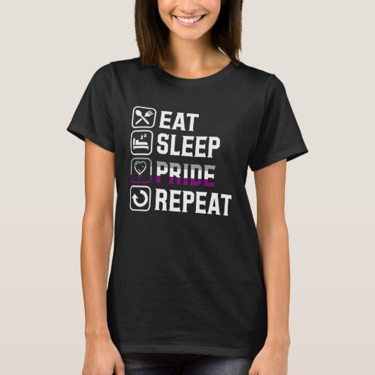 Eat Sleep Pride Repeat Asexual Pride Flag Month Pa Tシャツ (正面)