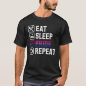 Eat Sleep Pride Repeat Bisexual Pride Flag Month P Tシャツ (正面)
