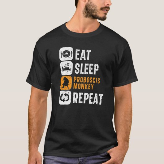 Eat Sleep Proboscis Monkey Repeat Animal Zookeeper Tシャツ (正面)