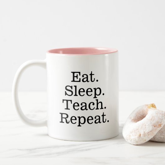 Eat sleep read repeat coffee mug for teacher ツートーンマグカップ (ドーナツ)