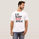 EAT SLEEP READ REPEAT Tシャツ、読書好き Tシャツ (正面フル)