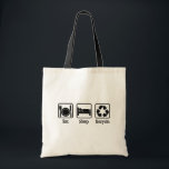 Eat Sleep Recycle トートバッグ<br><div class="desc">A cute recycling enthusiast gift for a environment activist on Earth Day who likes to eat, sleep, and recycle to save the planet. A cool environmental awareness, conservation, and climate change design to raise awareness for global warming.</div>