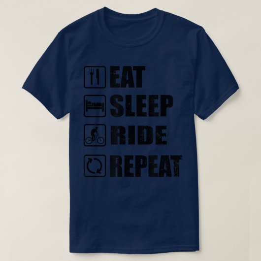 Eat Sleep Ride Repeat デザイン バイカー Tシャツ (デザイン正面)