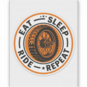 Eat Sleep Ride Repeat Sticker — Biker Wheel Decal シール (正面)