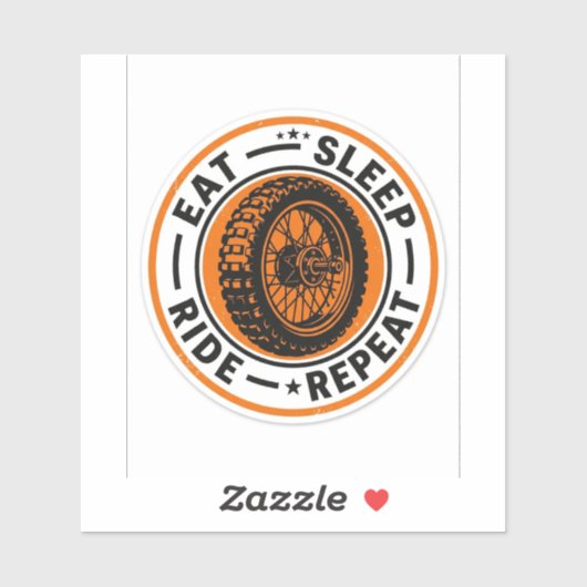 Eat Sleep Ride Repeat Sticker — Biker Wheel Decal シール (シート)