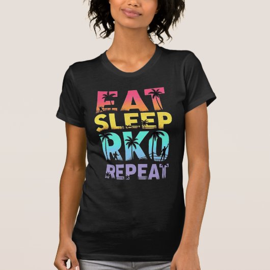 Eat Sleep RKO Repeat レスリング ファン Tシャツ ジョークTシャツ (正面)