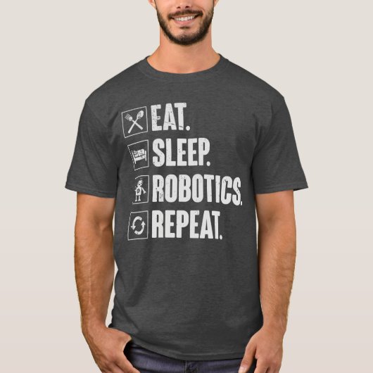 Eat Sleep Robotics Repeat ビンテージエンジニアギフト フリー Tシャツ (正面)