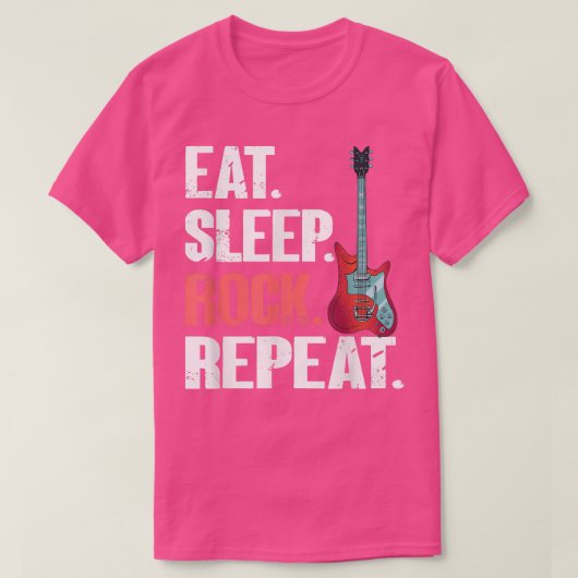 Eat Sleep Rock RepeatElectronic Rock Guitar 674 Tシャツ (デザイン正面)