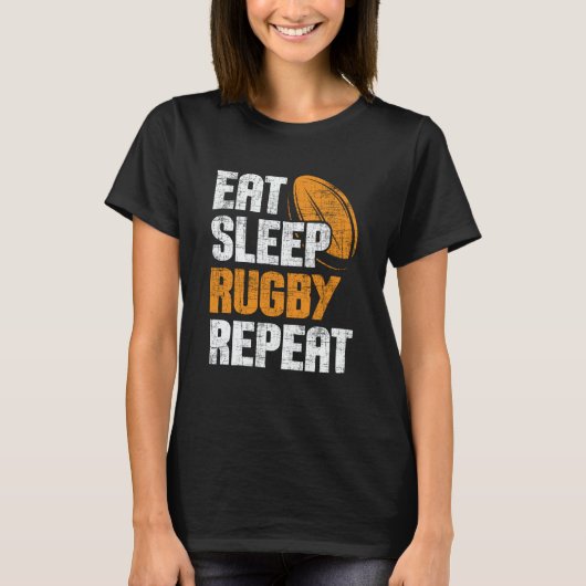 Eat Sleep Rugby Repeat  Rugby Player Coach Sports Tシャツ (正面)