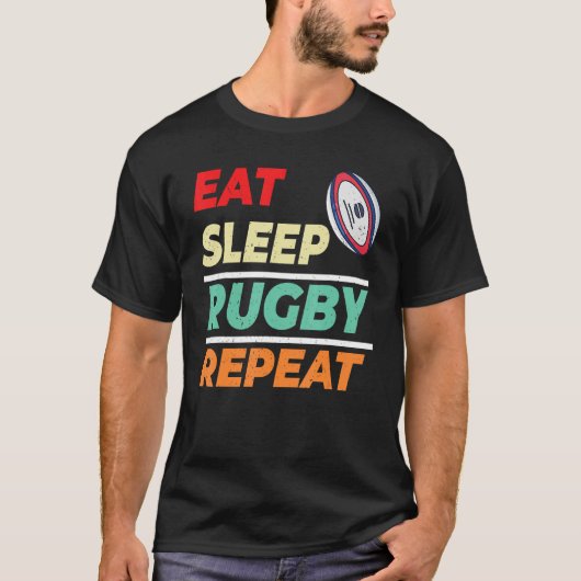 Eat Sleep Rugby Repeat Rugby Sports Men Women Kids Tシャツ (正面)
