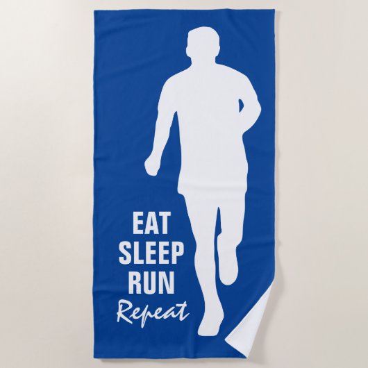EAT SLEEP RUN REPEAT 面白いランニングビーチタオル ビーチタオル (正面)