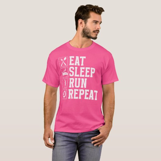 Eat Sleep Run Repeat Funny Running Runner Tシャツ (正面フル)
