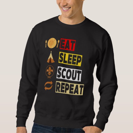 Eat Sleep Scout Repeat ユニークなスカウト活動 メンズ スウェットシャツ (正面)