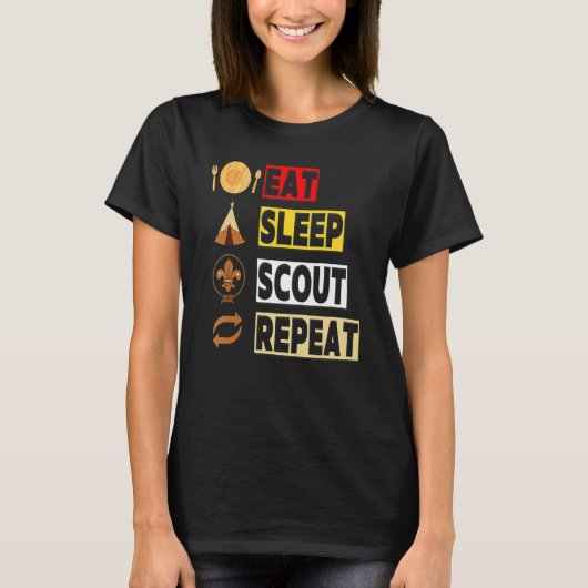 Eat Sleep Scout Repeat ユニークなスカウト活動 メンズ Tシャツ (正面)