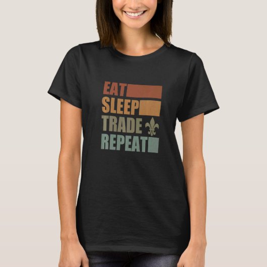 Eat Sleep Scout Repeat For Camping Enthusiast Desi Tシャツ (正面)