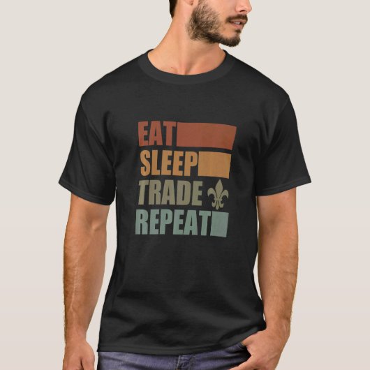 Eat Sleep Scout Repeat For Camping Enthusiast Desi Tシャツ (正面)