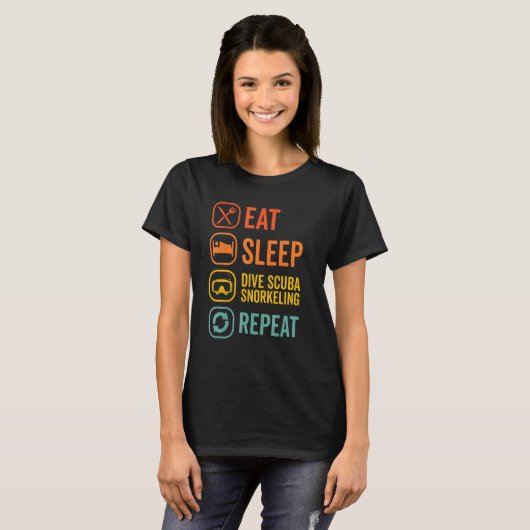 Eat Sleep Scuba Repeat Scuba Diver Diving Snorkeli Tシャツ (正面フル)