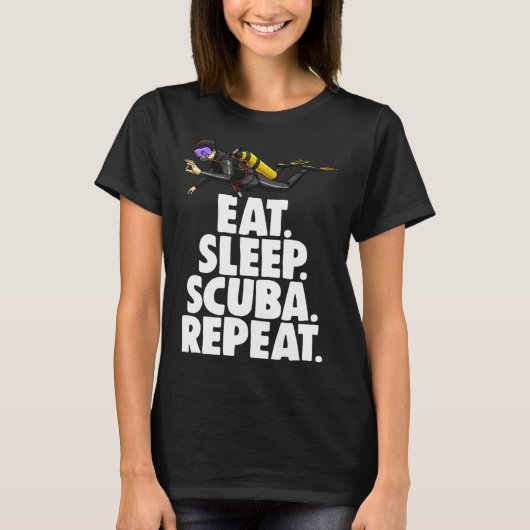 Eat Sleep Scuba Repeat Tee Shirt Funny Scuba Diver Tシャツ (正面)