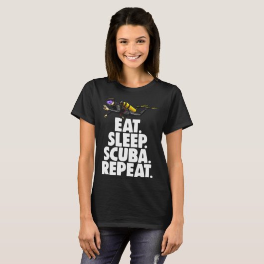 Eat Sleep Scuba Repeat Tee Shirt Funny Scuba Diver Tシャツ (正面フル)