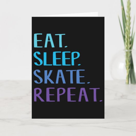 Eat Sleep Skate Repeat - アイススケートまたはローラースケートTシャツ カード (正面)