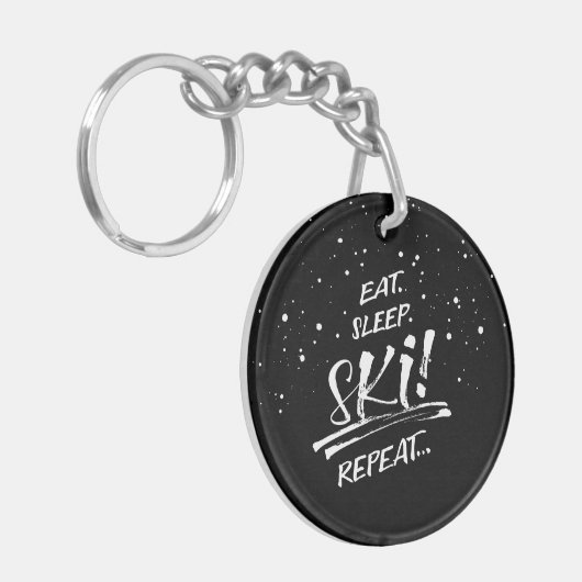 Eat Sleep Ski Repeat Acrylic Keychain キーホルダー (正面左)