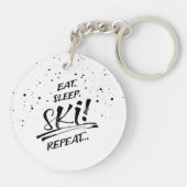 Eat Sleep Ski Repeat Acrylic Keychain キーホルダー (裏面)