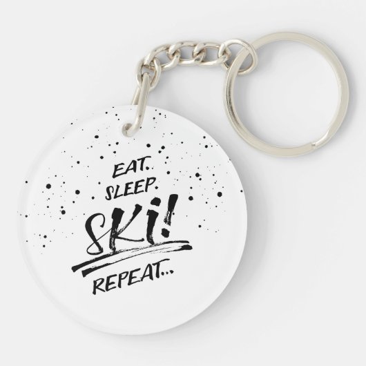 Eat Sleep Ski Repeat Acrylic Keychain キーホルダー (裏面)