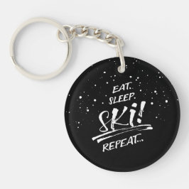 Eat Sleep Ski Repeat Acrylic Keychain キーホルダー