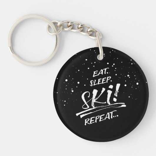 Eat Sleep Ski Repeat Acrylic Keychain キーホルダー (正面)