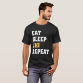 Eat Sleep Ski Repeat Cool Winter Sport Ski Tシャツ (正面フル)