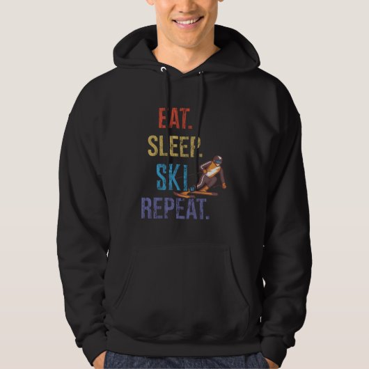 Eat Sleep Ski Repeat Ski パーカ (正面)