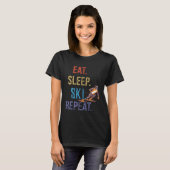 Eat Sleep Ski Repeat Ski Tシャツ (正面フル)