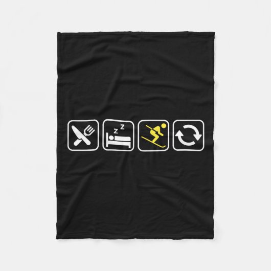 Eat Sleep Ski Repeat _ Skiing Lovers _ Skiers _ Wi フリースブランケット (正面)