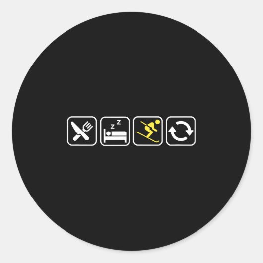 Eat Sleep Ski Repeat _ Skiing Lovers _ Skiers _ Wi ラウンドシール (正面)