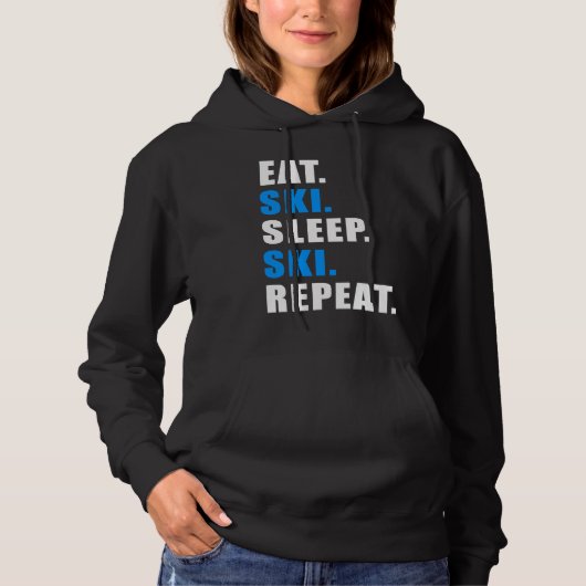 EAT SLEEP SKI REPEAT SNOW ALPIN WINTER WOMEN MEN C パーカ (正面)