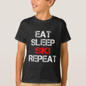 Eat Sleep Ski Repeat Winter Mountains Skiing Lodge Tシャツ (正面)