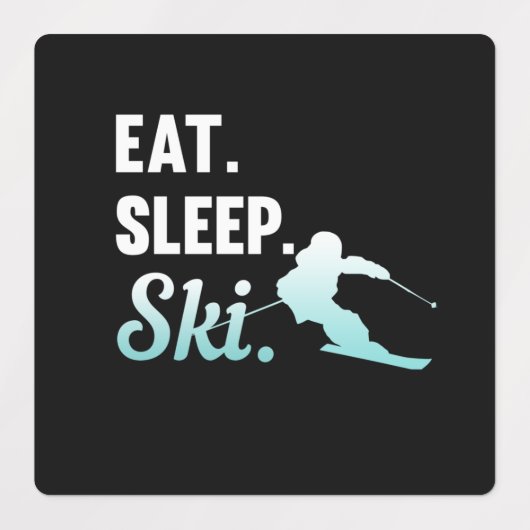 Eat Sleep Ski Skiing Skier Snowboard Winter Sports ラベル (デザイン1)