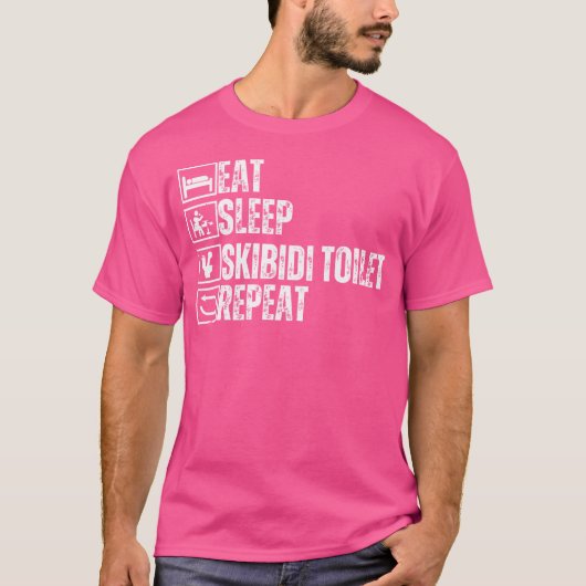 Eat Sleep Skibidi Toilet Repeat Brainrot Memes 楽しい Tシャツ (正面)